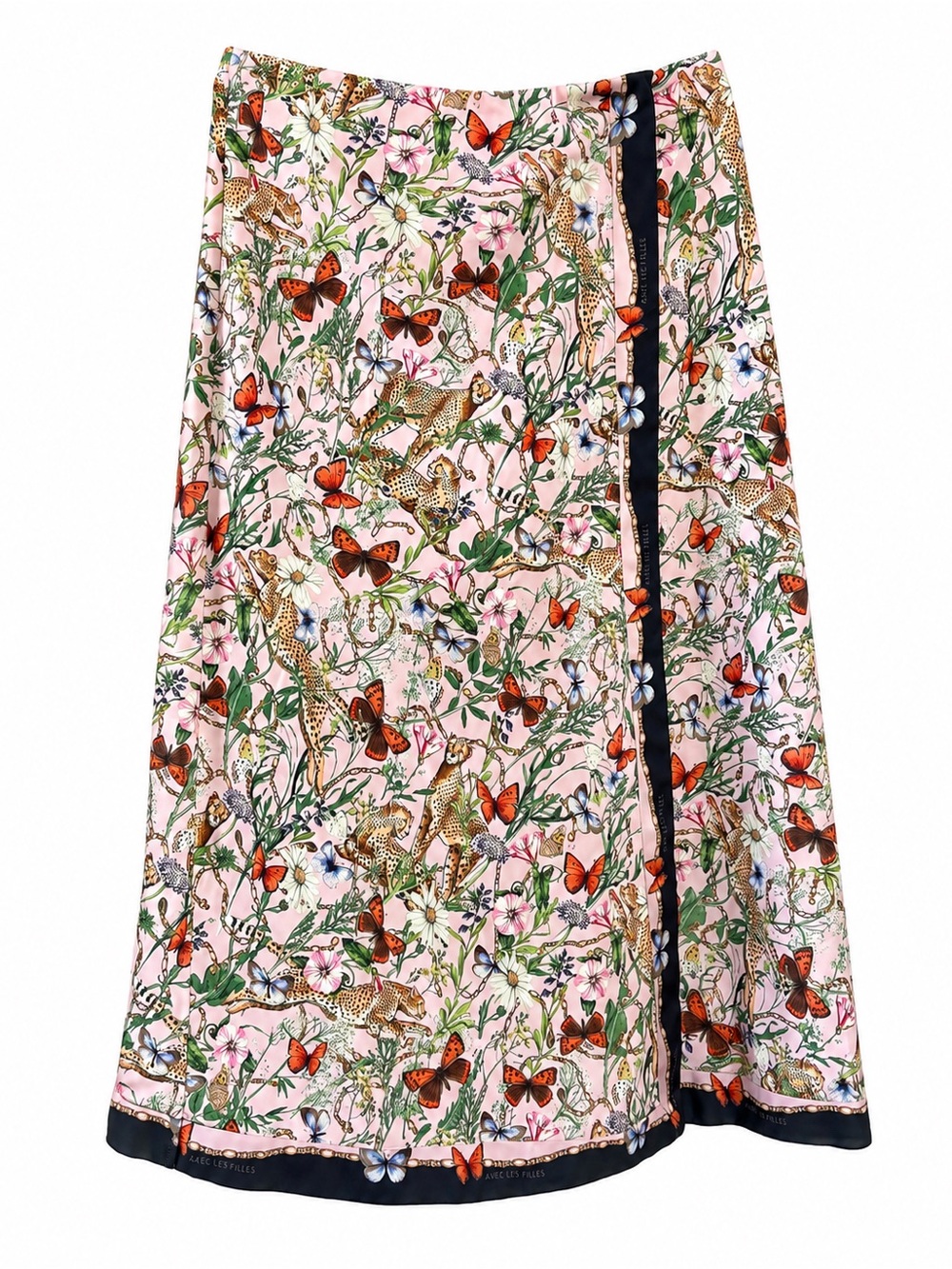 Floral & Butterfly A-Line Skirt in Pink
